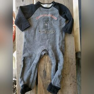 HARLEY DAVIDSON SZ 18M VGUC GRAY / BLACK logo aplique 1 Pc romper Outfit